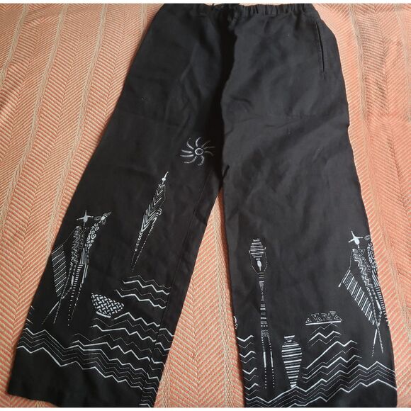 Vintage Chico's Design Black Linen Wide Leg Pants Sz. 1/8 Beach/Vacation/Summer - Picture 1 of 4
